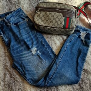 Judy Blue Skinny Blue Jeans with Distressed Details